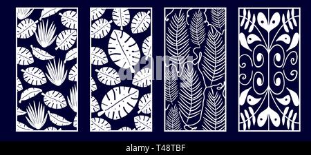 Set of Decorative laser cut panels. Stock Vector