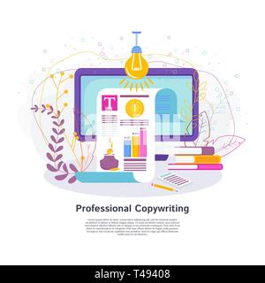 Professional Copywriting Concept. Creating selling texts to promote a brand Stock Vector