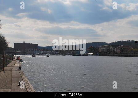 A view along the Bristol Docks, UK Stock Photo