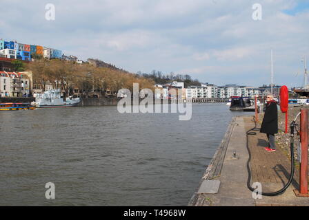 A view along the Bristol Docks, UK Stock Photo