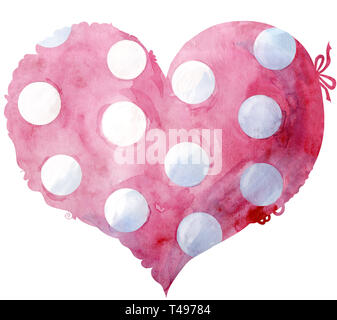 watercolor pink heart with a lace edge and gold dots Stock Photo - Alamy
