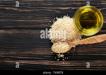 sesame oil in glass bowl Stock Photo