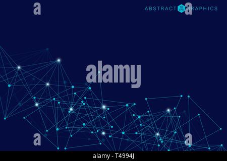 Big Data Visualization Background. Modern futuristic virtual abstract background. Science network pattern, connecting lines and dots. Global network Stock Vector