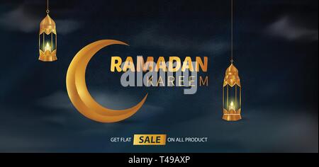 Happy Beautiful Ramadan Kareem Vector Background Illustration Stock Vector