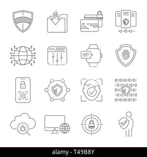 Personal data protection Icons, secure account login, user interface login, account registration, site access authorization, online protection and sec Stock Vector