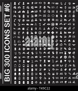 Big 300 icons set on background for graphic and web design. Simple vector sign. Internet concept symbol for website button or mobile app. Stock Vector