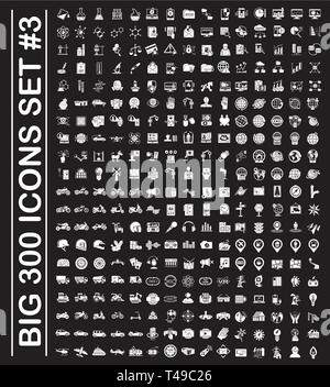 Big 300 icons set on background for graphic and web design. Simple vector sign. Internet concept symbol for website button or mobile app. Stock Vector