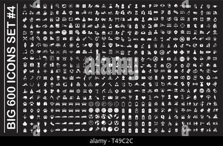 Big 600 icons set on background for graphic and web design. Simple ...