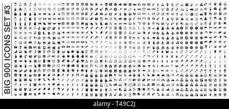 Big 900 icons set on background for graphic and web design. Simple vector sign. Internet concept symbol for website button or mobile app. Stock Vector