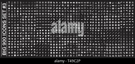 Big 900 icons set on background for graphic and web design. Simple vector sign. Internet concept symbol for website button or mobile app. Stock Vector