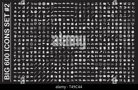 Big 600 icons set on background for graphic and web design. Simple vector sign. Internet concept symbol for website button or mobile app. Stock Vector