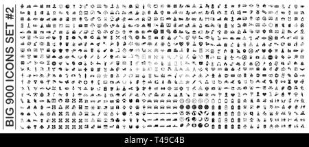 Big 900 icons set on background for graphic and web design. Simple vector sign. Internet concept symbol for website button or mobile app. Stock Vector
