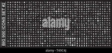 Big 900 icons set on background for graphic and web design. Simple vector sign. Internet concept symbol for website button or mobile app. Stock Vector