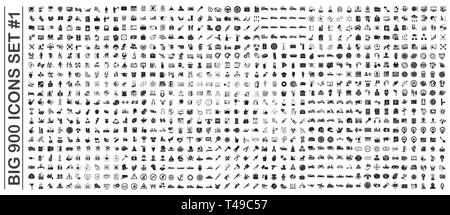 Big 900 icons set on background for graphic and web design. Simple vector sign. Internet concept symbol for website button or mobile app. Stock Vector