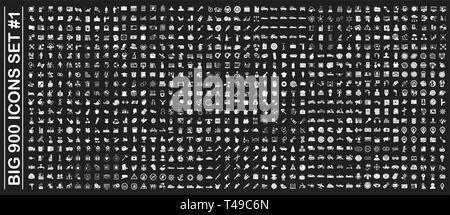 Big 900 icons set on background for graphic and web design. Simple vector sign. Internet concept symbol for website button or mobile app. Stock Vector