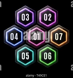 Colorful plastic neon hexagon banners Polygon logo Stock Vector