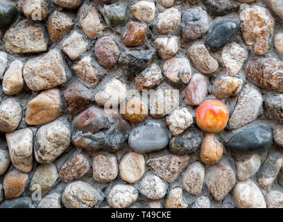 Colored pebbles as wall decorations; Stock Photo