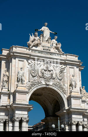 Arco da Rua Augusta triumphal arch in Lisbon, Portugal, Europe Stock Photo
