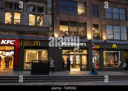 McDonald's and KFC fast food restaurants in St Andrew street, Edinburgh, Scotland, UK, Europe Stock Photo