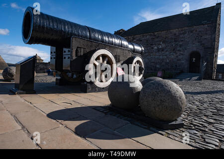 Mons Meg seige cannon at the Edinburgh Castle, Edinburgh, Scotland, United Kingdom, Europe Stock Photo