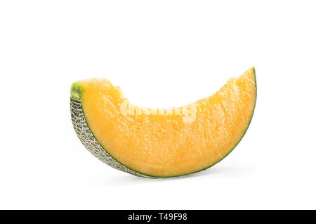 Close up, clipping path, cut out. Beautiful tasty rock cantaloup melon isolated on white background Stock Photo