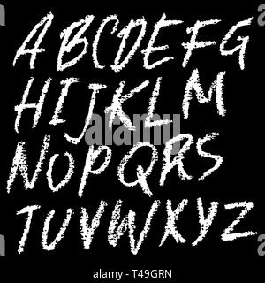 Chalk textured font. Grunge script on chalkboard. Vector calligraphy illustration. Stock Vector