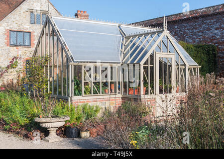 Free standing greenhouse with apex roof. Stock Photo