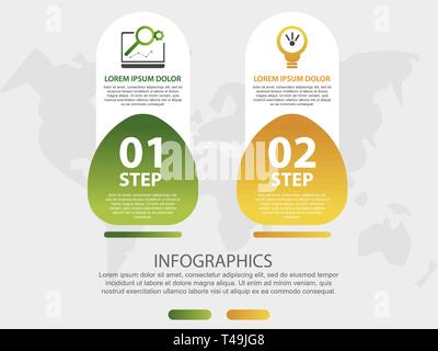 Modern 3D vector illustration.Timeline process chart infographic template with two elements, box, options. Designed for business, banner Stock Vector