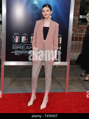 Maddy Martin 218 attend the premiere of 20th Century Fox's 'Breakthrough' at Westwood Regency Theater on April 11, 2019 in Los Angeles, California. Stock Photo