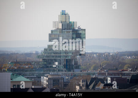 Hannover, Germany. 11th Apr, 2019. The administration building of Norddeutsche Landesbank NordLB can be seen on the horizon. Credit: Moritz Frankenberg/dpa/Alamy Live News Stock Photo