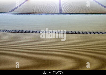 Close-up view of a tatami, a traditional japanese rice straw mat with ...