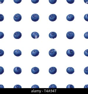 Seamless blueberries Pattern. 3d realistic vector berries Stock Vector