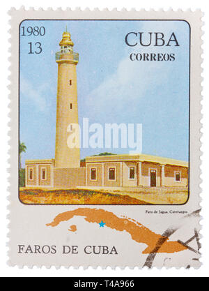 CUBA - CIRCA 1980: Stamp printed in CUBA shows image of Faros de Cuba, Correos, circa 1980 Stock Photo