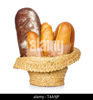 Assortment of bread in basket Stock Photo