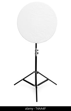 Mobile round flash with one battery pack on a white background Stock Photo