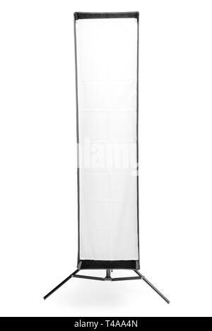 Rectangular soft box on the rack on a white background in the studio isolated Stock Photo