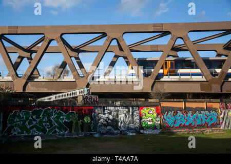 LONDON - FEBRUARY 17, 2019: View of the railway in East London Stock Photo