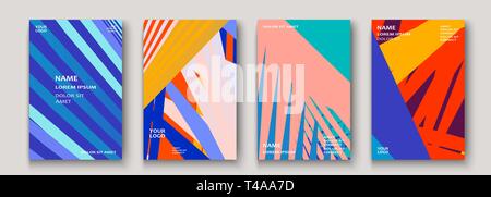 Minimal modern cover collection design. Dynamic colorful gradients flat colors in retro 90s style. Future geometric patterns lines. Trendy minimalist  Stock Vector