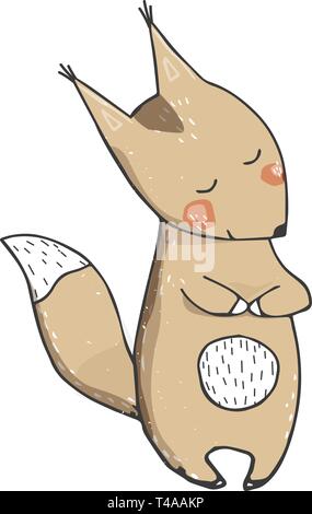 Buncharacter clip art vector squirrel forest animal face smile full running cute wildlife geometric text cat dog wolf illustration color texture white Stock Vector