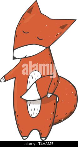 Red fox character clip art vector forest animal face smile full running cute wildlife geometric text cat dog wolf illustration color texture white bac Stock Vector