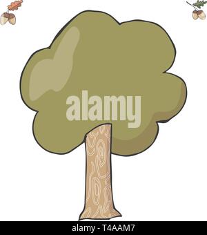 Oak tree illustration Oak tree illustration vector clip art green color wood forest element geometric full garden floral oakwood large drawing white b Stock Vector