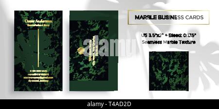 Marble business card. 2 sides. Luxurious design. Stock Vector