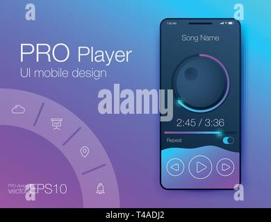 UX audio player templates. Stock vector eps10 Stock Vector