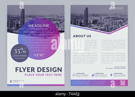 Business flyer templates. Vector design with city background or space for your photo. Corporate leaflet or brochure cover. Stock Vector