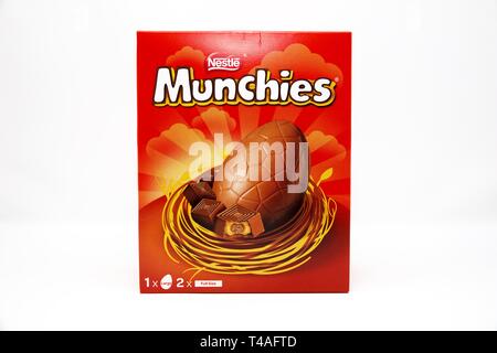 Nestle Munchies Chocolate Easter Egg on a white background Stock Photo