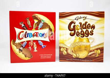 Chocolate Easter Eggs on a white background Stock Photo