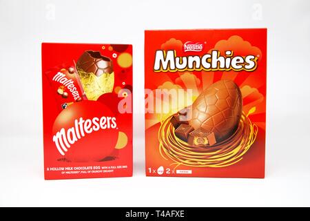Chocolate Easter Eggs on a white background Stock Photo