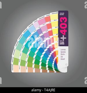 Illustration of color palette guide for offset print and guide book for web designer, vector illustration Stock Vector
