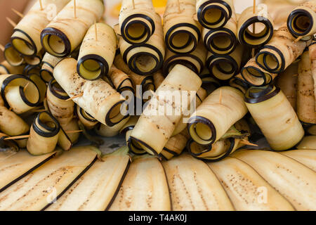 eggplant sliced by circles Fresh healthy cutted vegetables Stock Photo