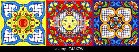 Mexican talavera ceramic tile pattern. Stock Vector